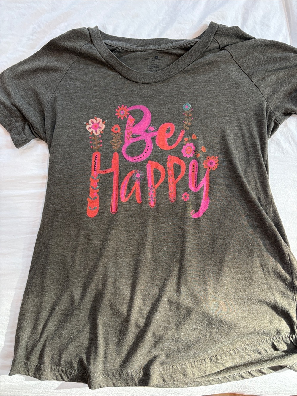 Natural Life dark gray “Be Happy” t shirt Size S